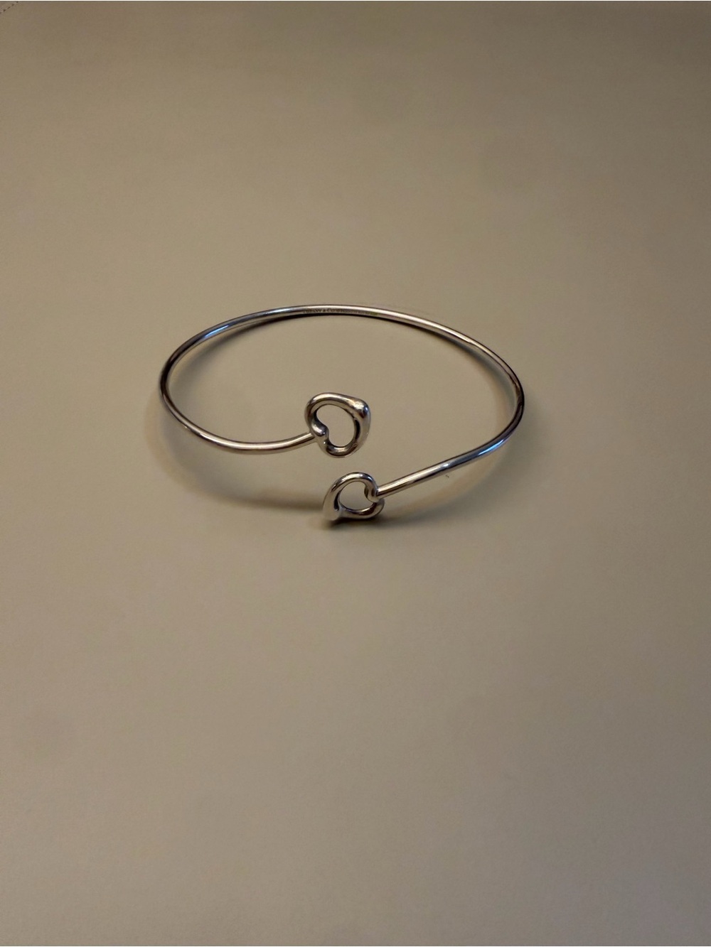 Silver Tiffany & Co Heart Open Bangle Bracelet - Women Jewelry
